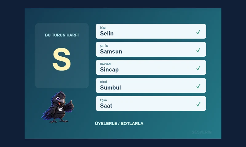 İsim–Şehir oyun görünümü