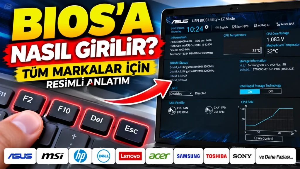 BIOS’a Nasıl Girilir? Tüm Markalar İçin BIOS Açma Tuşları ve Resimli Anlatım (2026)