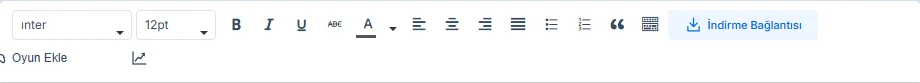 Konu editöründe Oyun Ekle düğmesinin yeri